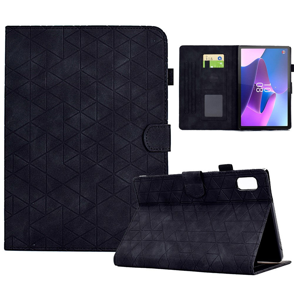 For Lenovo Tab P11 Gen 2 TB-350 Case PU Leather Card Slots Tablet Stand Cover - Black