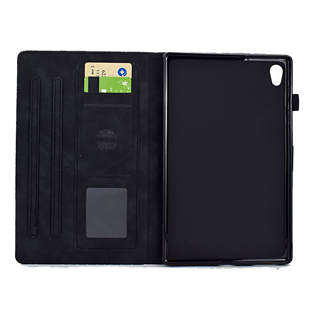For Lenovo Tab M10 HD Gen 2 X306X Cover Stand Rhombus Imprinted Leather Tablet Case - Black
