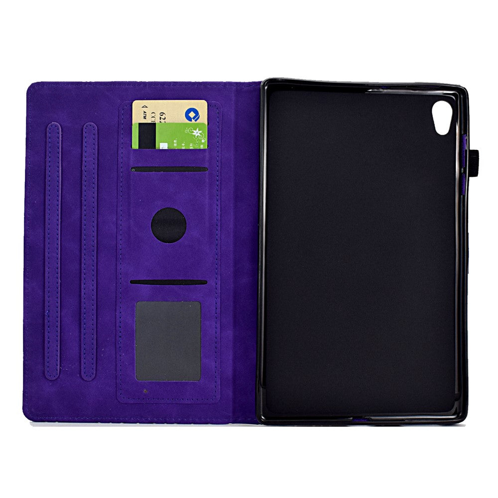 For Lenovo Tab M10 HD Gen 2 X306X Cover Stand Rhombus Imprinted Leather Tablet Case - Purple