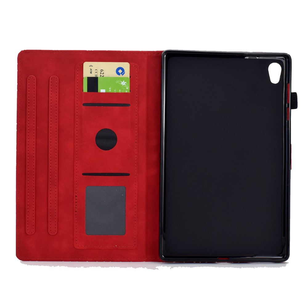For Lenovo Tab M10 HD Gen 2 X306X Cover Stand Rhombus Imprinted Leather Tablet Case - Red