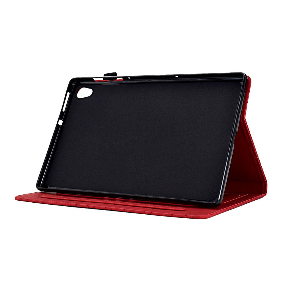 For Lenovo Tab M10 HD Gen 2 X306X Cover Stand Rhombus Imprinted Leather Tablet Case - Red