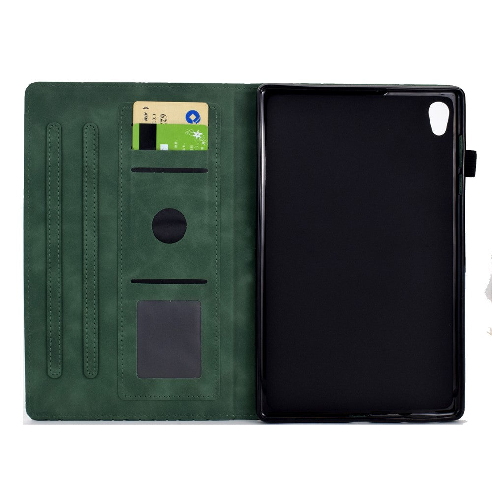 For Lenovo Tab M10 HD Gen 2 X306X Cover Stand Rhombus Imprinted Leather Tablet Case - Green