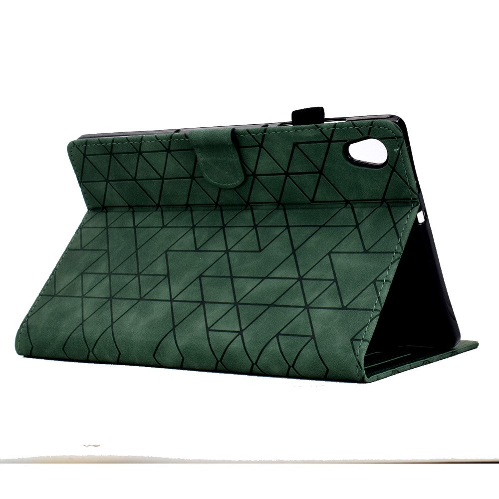 For Lenovo Tab M10 HD Gen 2 X306X Cover Stand Rhombus Imprinted Leather Tablet Case - Green