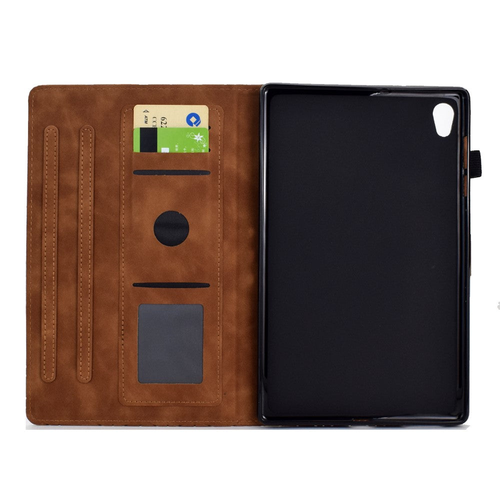 For Lenovo Tab M10 HD Gen 2 X306X Cover Stand Rhombus Imprinted Leather Tablet Case - Brown