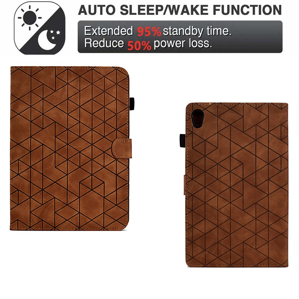For Lenovo Tab M10 HD Gen 2 X306X Cover Stand Rhombus Imprinted Leather Tablet Case - Brown