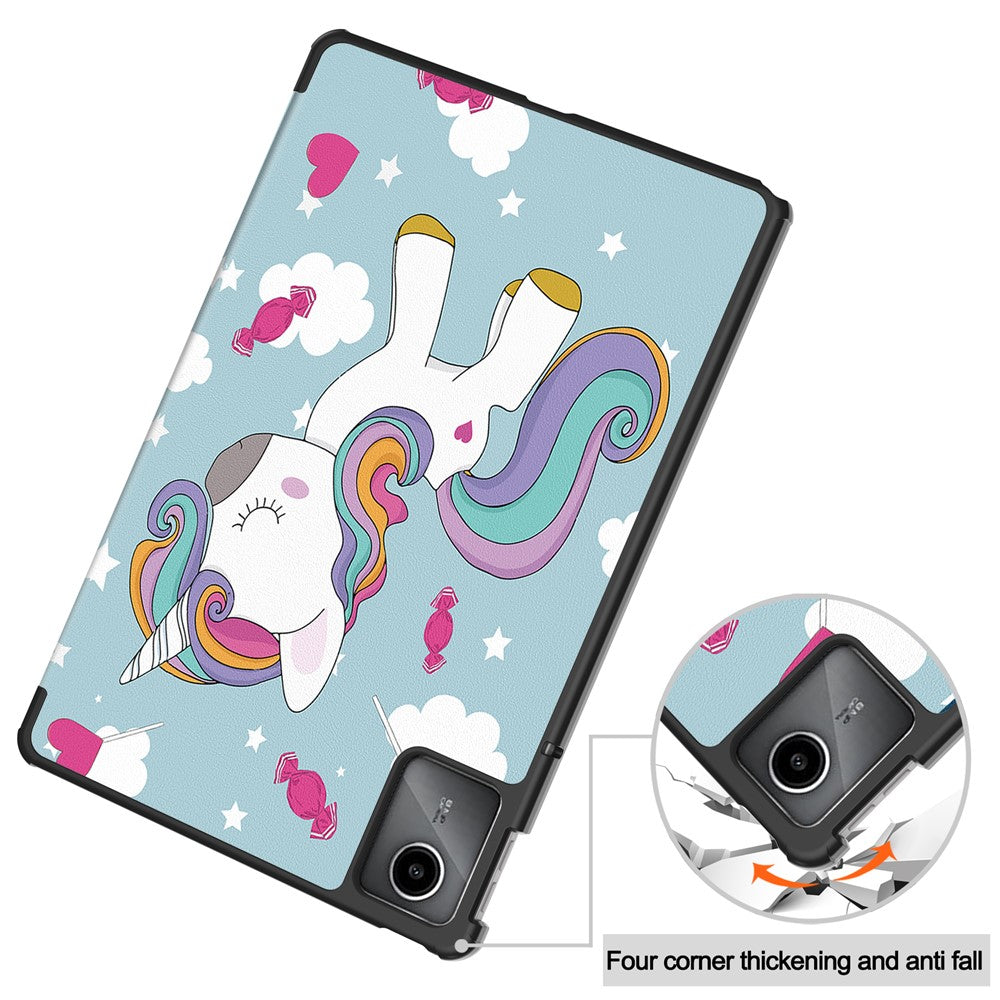For Lenovo Tab M11 / Xiaoxin Pad 11 2024 Case Trifold Stand Pattern Printing Tablet Leather Cover - Horse