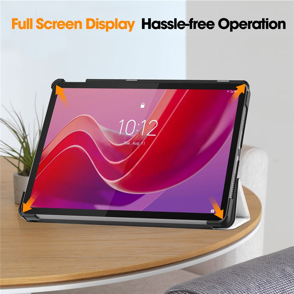 For Lenovo Tab M11 / Xiaoxin Pad 11 2024 Case Trifold Stand Pattern Printing Tablet Leather Cover - Cat