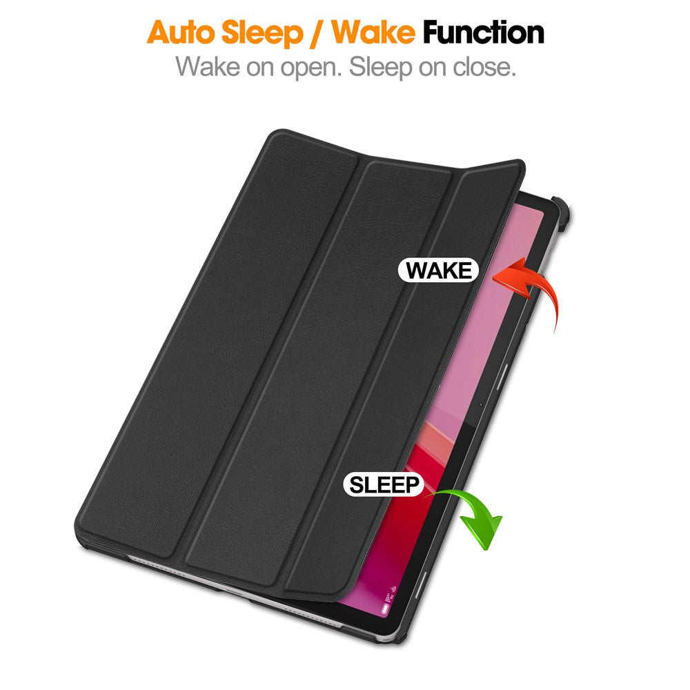 For Lenovo Tab M11 / Xiaoxin Pad 11 2024 Case Tri-Fold Stand PU Leather+PC Tablet Cover - Black