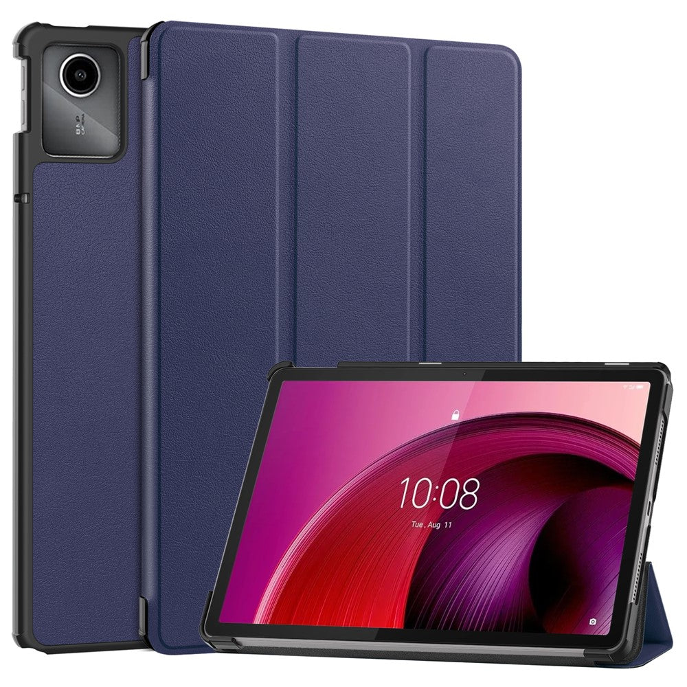 For Lenovo Tab M11 / Xiaoxin Pad 11 2024 Case Tri-fold Stand PU Leather+PC Tablet Cover - Dark Blue