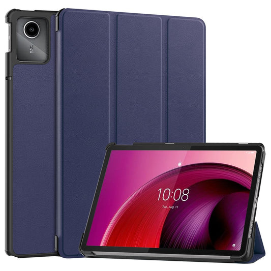 For Lenovo Tab M11 / Xiaoxin Pad 11 2024 Case Tri-fold Stand PU Leather+PC Tablet Cover - Dark Blue