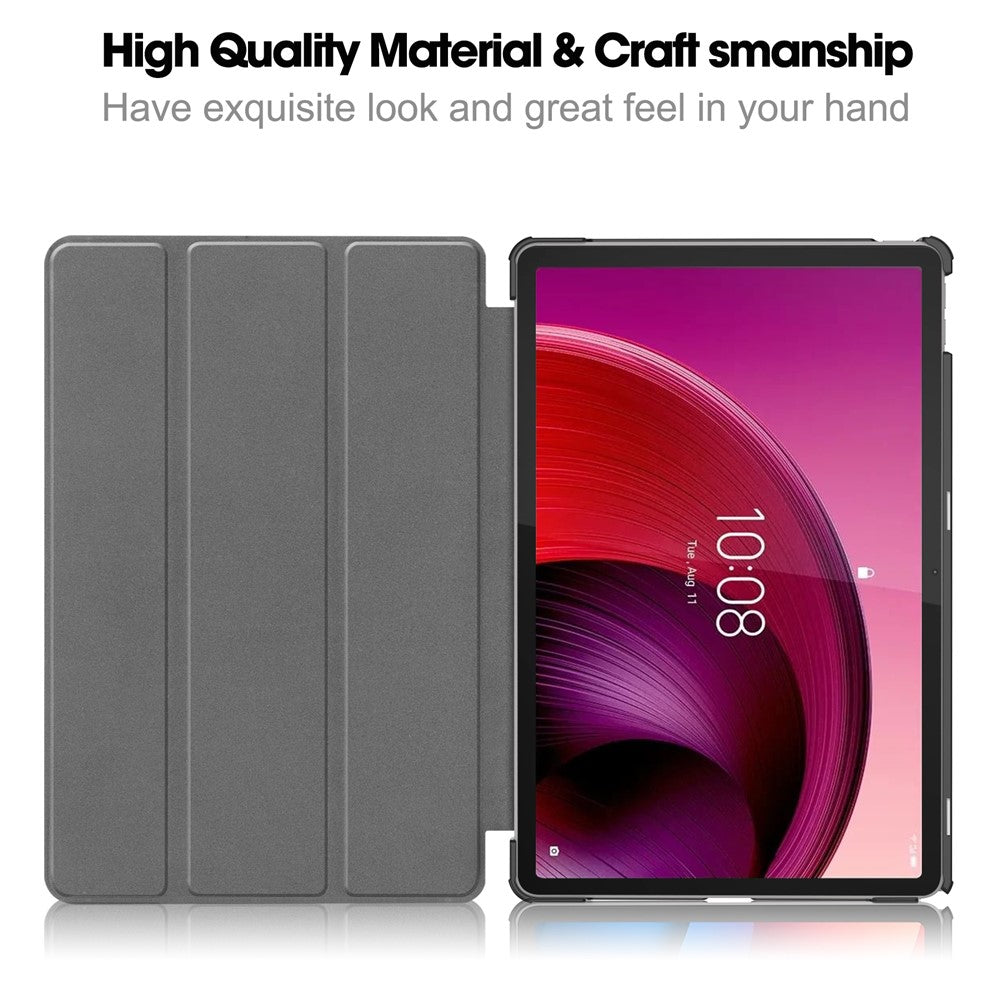 For Lenovo Tab M11 / Xiaoxin Pad 11 2024 Case Tri-fold Stand PU Leather+PC Tablet Cover - Red