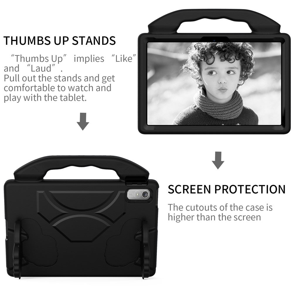 For Lenovo Tab P11 Pro Gen 2 EVA Case Thumbs Up Integrated Kickstand Tablet Cover - Black