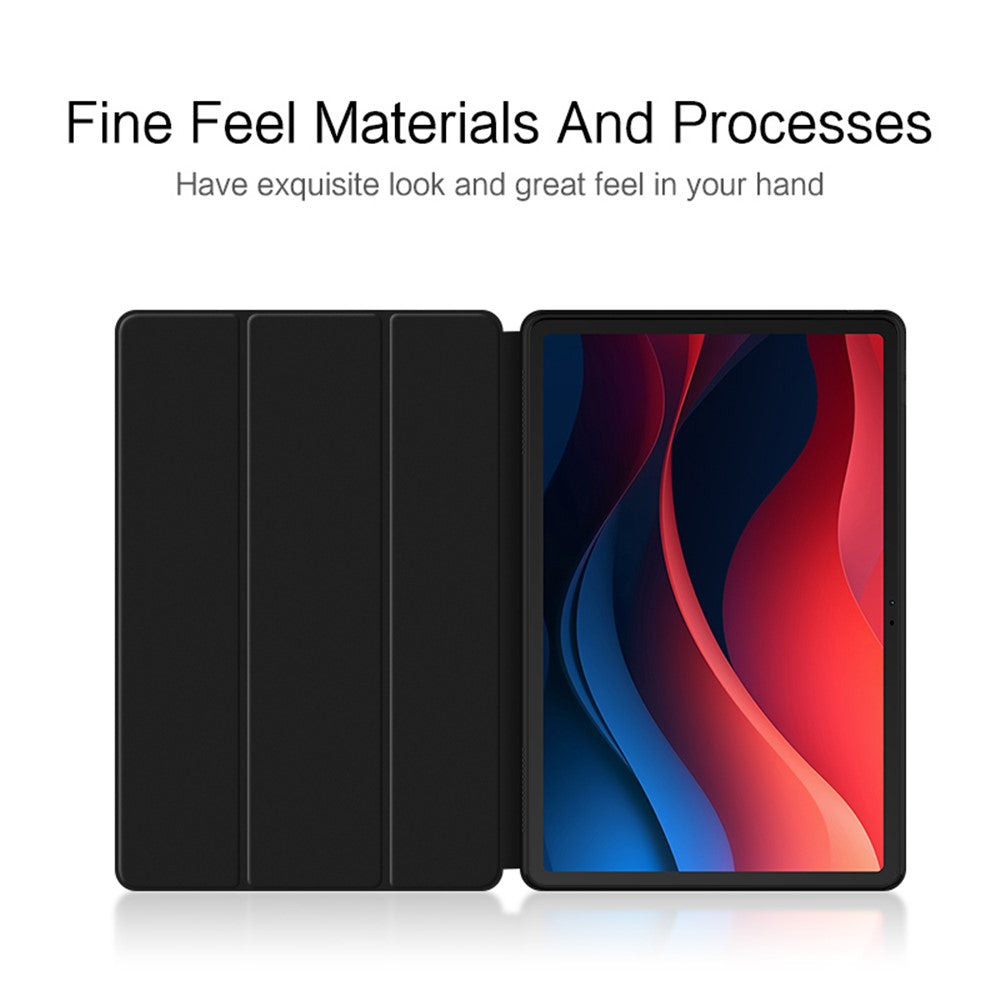 For Lenovo Tab M11 / Xiaoxin Pad 11 2024 Case PU Leather+TPU Anti-scratch Trifold Stand Tablet Cover - Black
