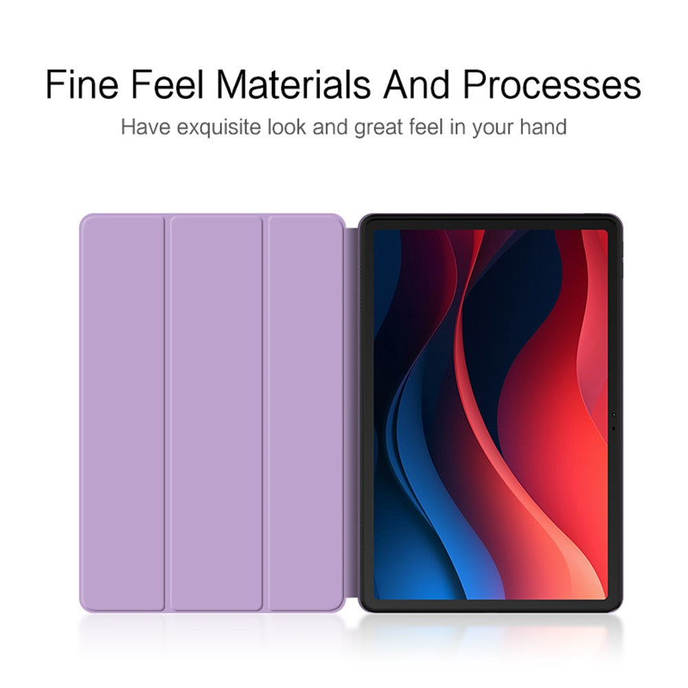 For Lenovo Tab M11 / Xiaoxin Pad 11 2024 Case PU Leather+TPU Anti-scratch Trifold Stand Tablet Cover  - Purple