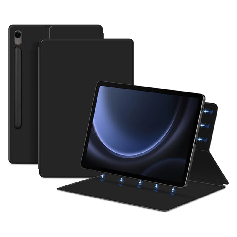For Samsung Galaxy Tab S9 FE Tablet Case Magnetic PU Leather Stand Cover - Black