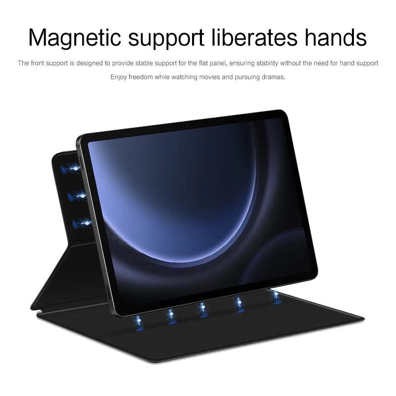 For Samsung Galaxy Tab S9 FE Tablet Case Magnetic PU Leather Stand Cover - Black
