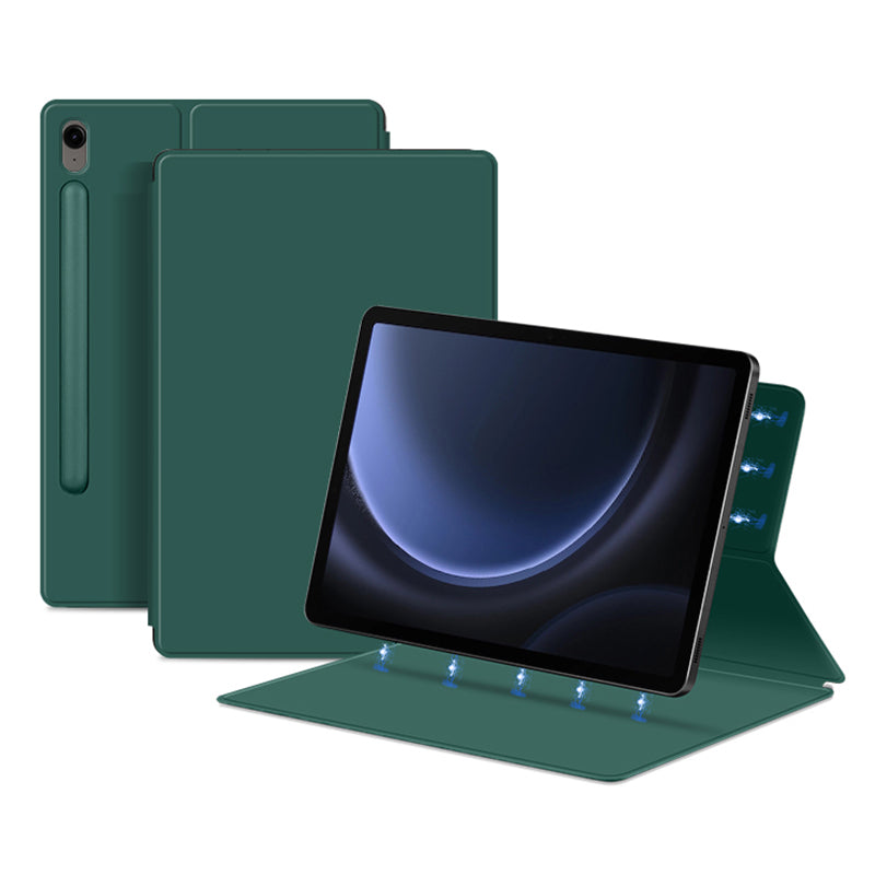 For Samsung Galaxy Tab S9 FE Tablet Case Magnetic PU Leather Stand Cover - Green