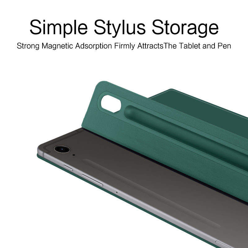 For Samsung Galaxy Tab S9 FE Tablet Case Magnetic PU Leather Stand Cover - Green
