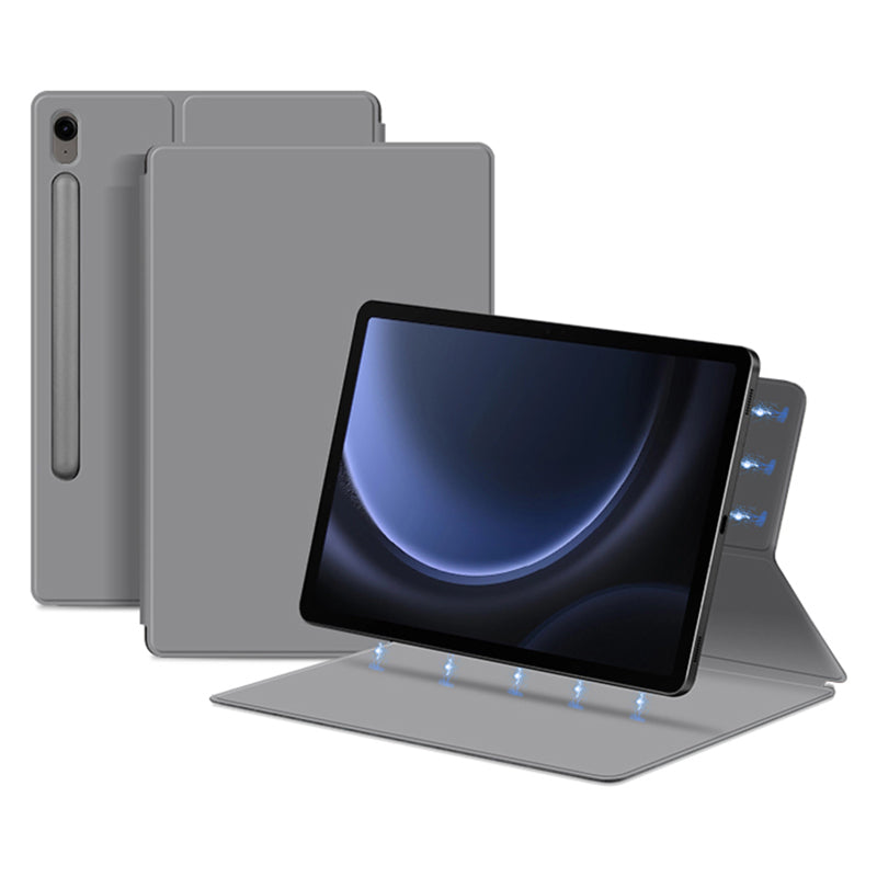 For Samsung Galaxy Tab S9 FE Tablet Case Magnetic PU Leather Stand Cover - Grey