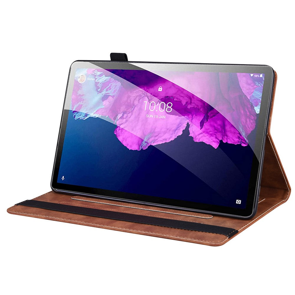 For Lenovo Tab M10 5G Case Full Protection PU Leather Tablet Cover with Wallet Stand - Brown
