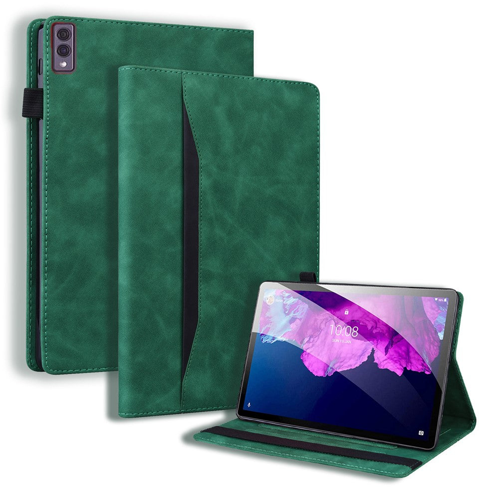 For Lenovo Tab M10 5G Case Full Protection PU Leather Tablet Cover with Wallet Stand - Green