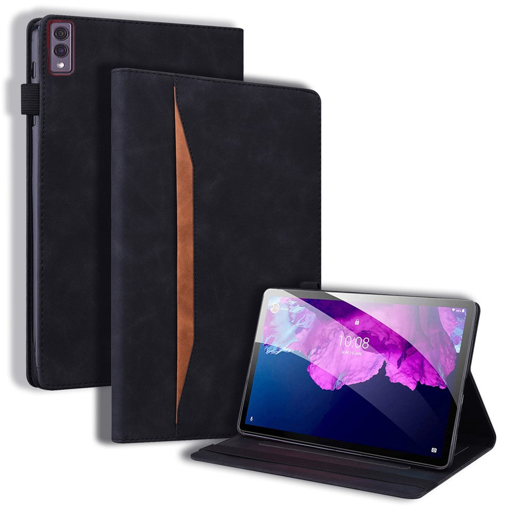 For Lenovo Tab M10 5G Case Full Protection PU Leather Tablet Cover with Wallet Stand - Black