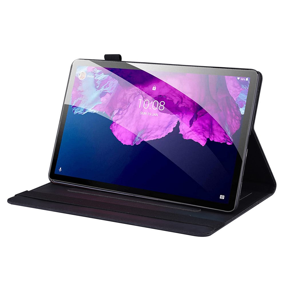 For Lenovo Tab M10 5G Case Full Protection PU Leather Tablet Cover with Wallet Stand - Black