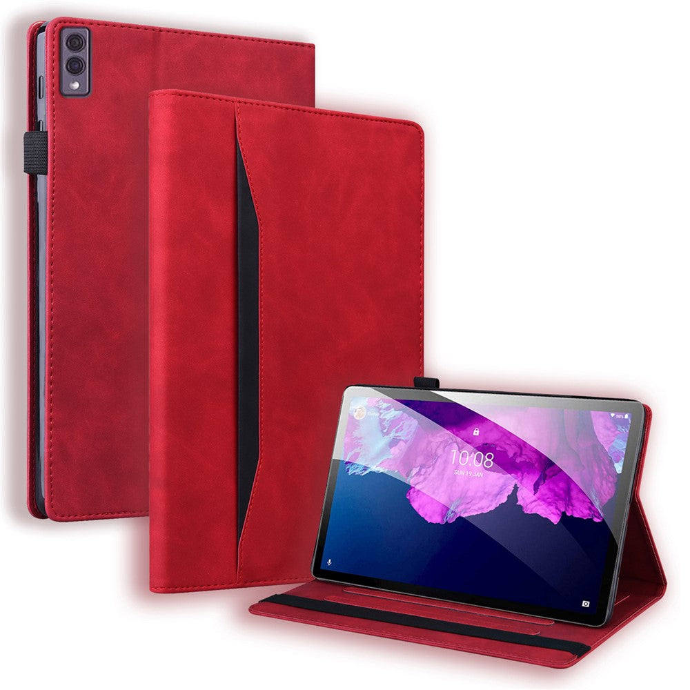 For Lenovo Tab M10 5G Case Full Protection PU Leather Tablet Cover with Wallet Stand - Red
