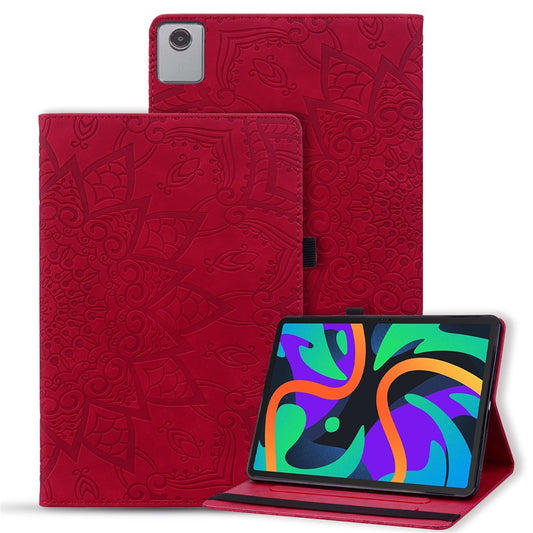 For Lenovo Tab M11 / Xiaoxin Pad 11 2024 Protective Shell Flower Pattern PU Leather Stand Tablet Cover - Red