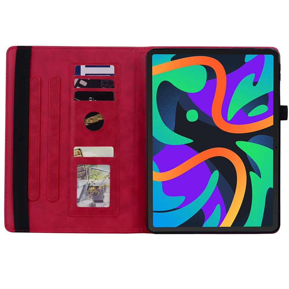 For Lenovo Tab M11 / Xiaoxin Pad 11 2024 Protective Shell Flower Pattern PU Leather Stand Tablet Cover - Red