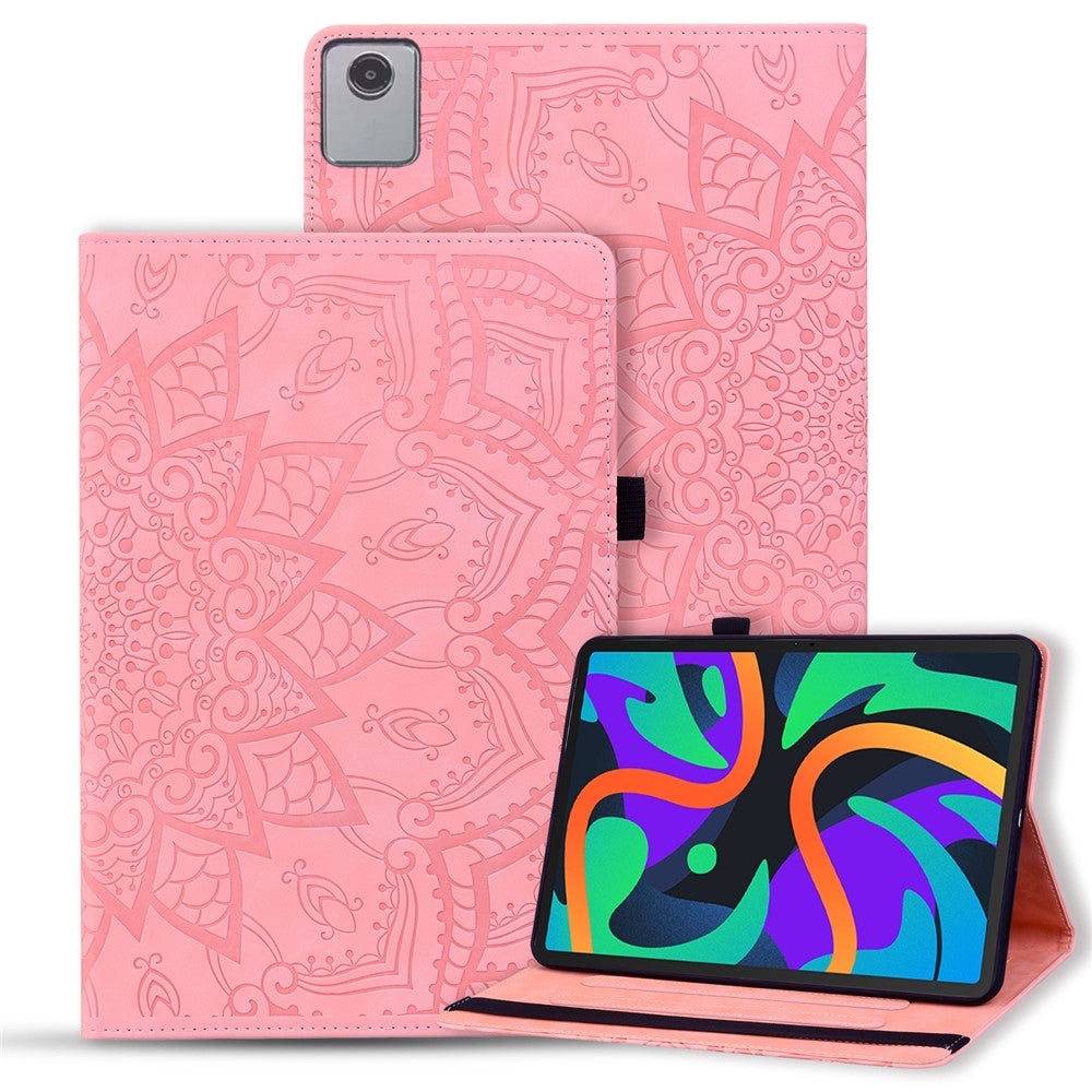 For Lenovo Tab M11 / Xiaoxin Pad 11 2024 Protective Shell Flower Pattern PU Leather Stand Tablet Cover - Pink