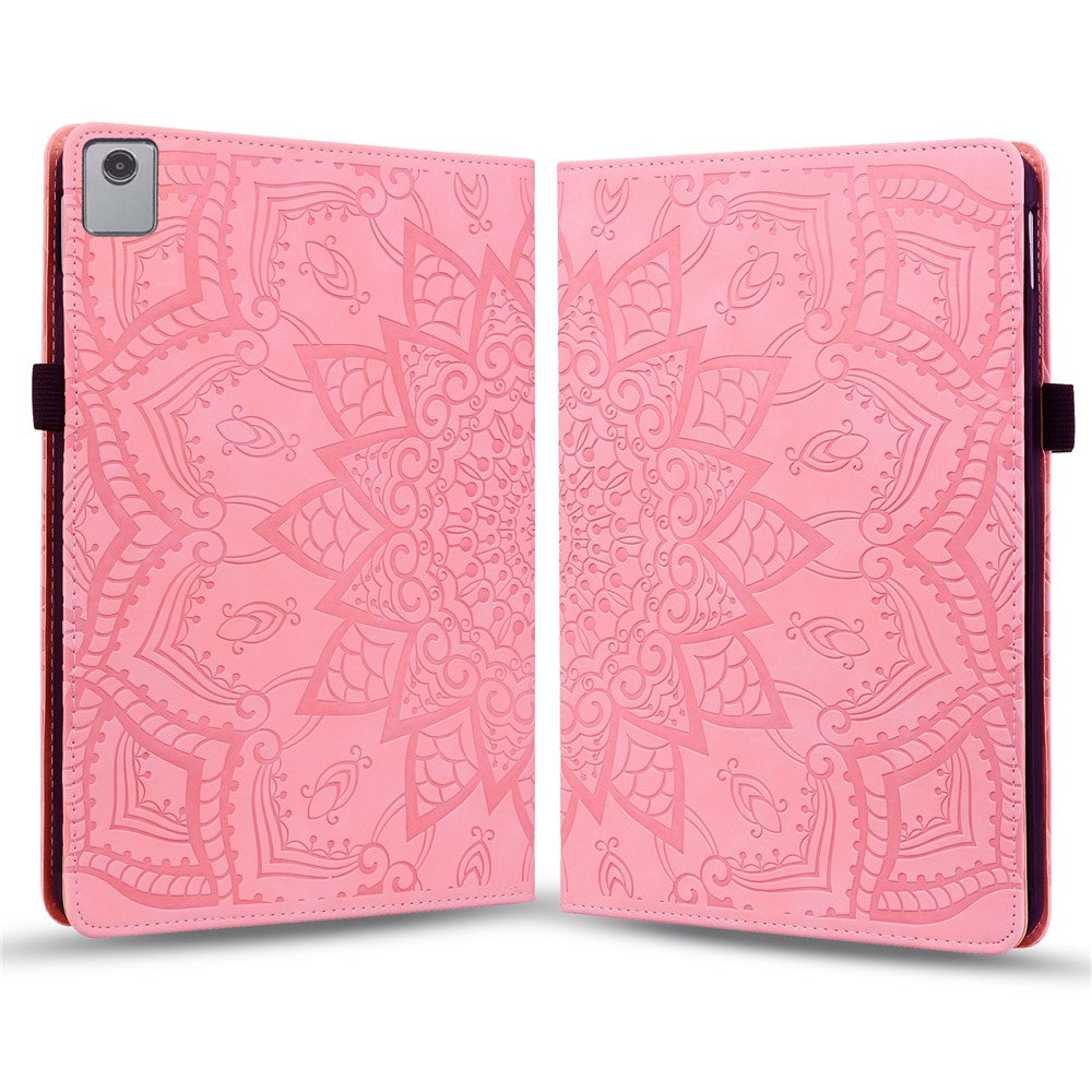 For Lenovo Tab M11 / Xiaoxin Pad 11 2024 Protective Shell Flower Pattern PU Leather Stand Tablet Cover - Pink