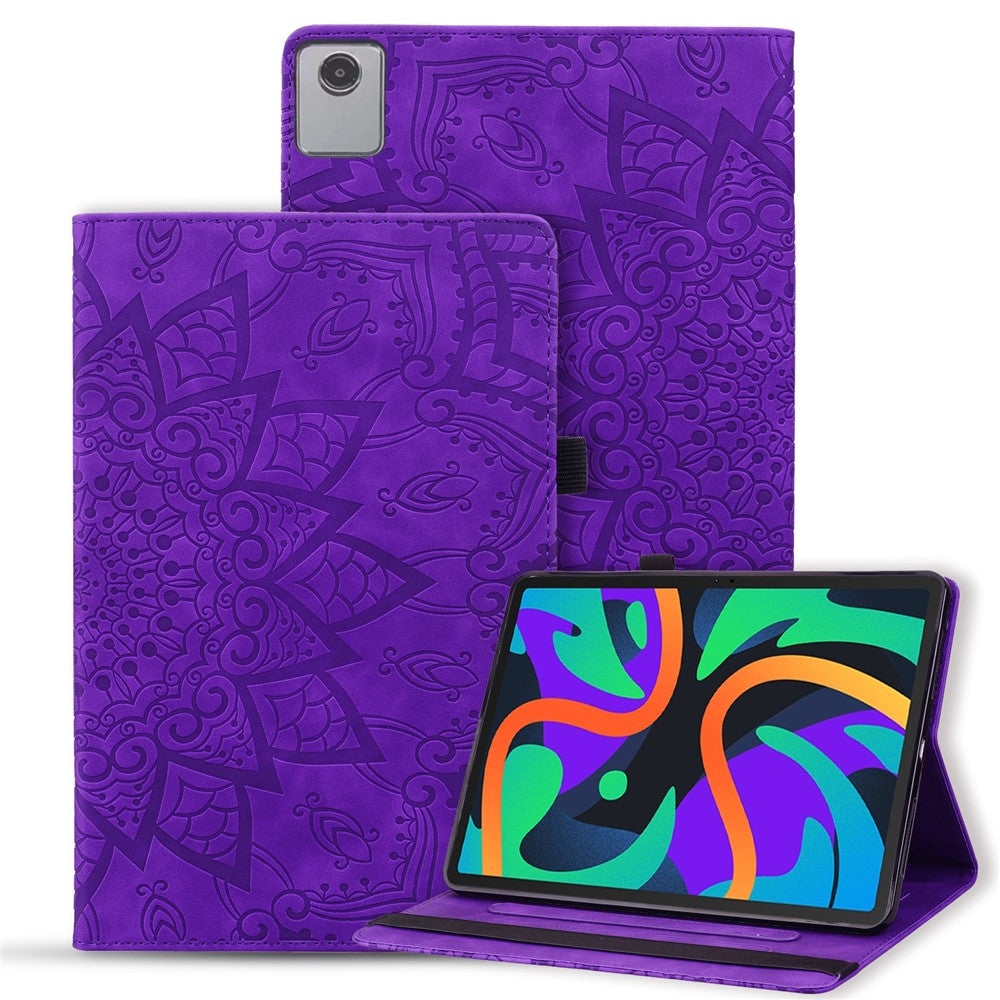 For Lenovo Tab M11 / Xiaoxin Pad 11 2024 Protective Shell Flower Pattern PU Leather Stand Tablet Cover - Purple