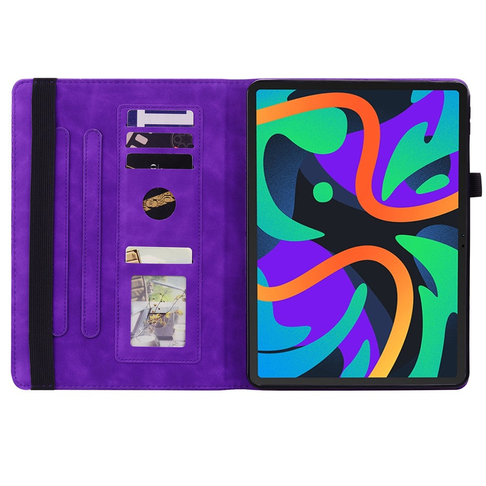 For Lenovo Tab M11 / Xiaoxin Pad 11 2024 Protective Shell Flower Pattern PU Leather Stand Tablet Cover - Purple