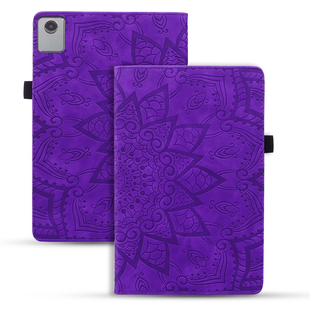 For Lenovo Tab M11 / Xiaoxin Pad 11 2024 Protective Shell Flower Pattern PU Leather Stand Tablet Cover - Purple