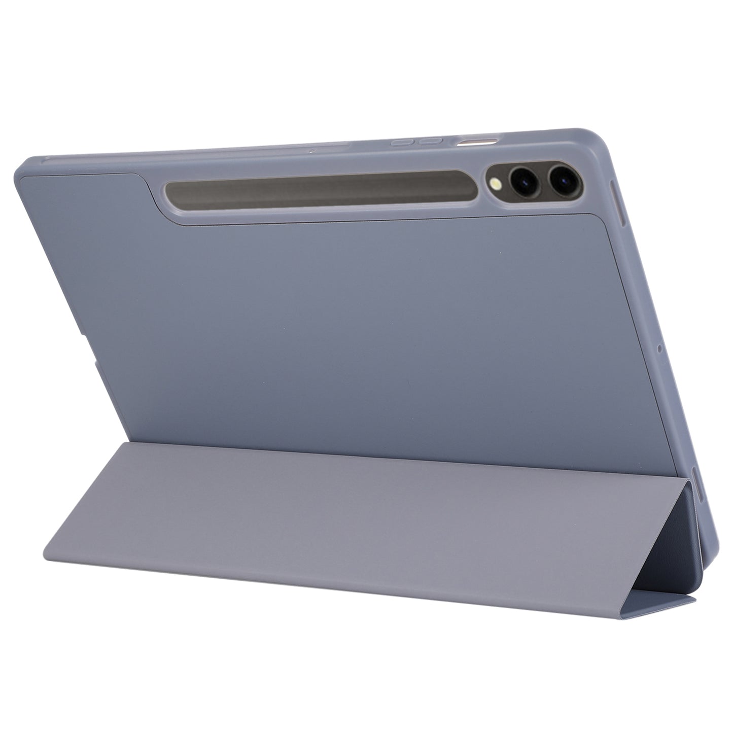For Samsung Galaxy Tab S9+ / S9 FE+ Case Solid Color Tri-Fold Stand Anti-Drop PU Tablet Cover with Pencil Slot - Purple
