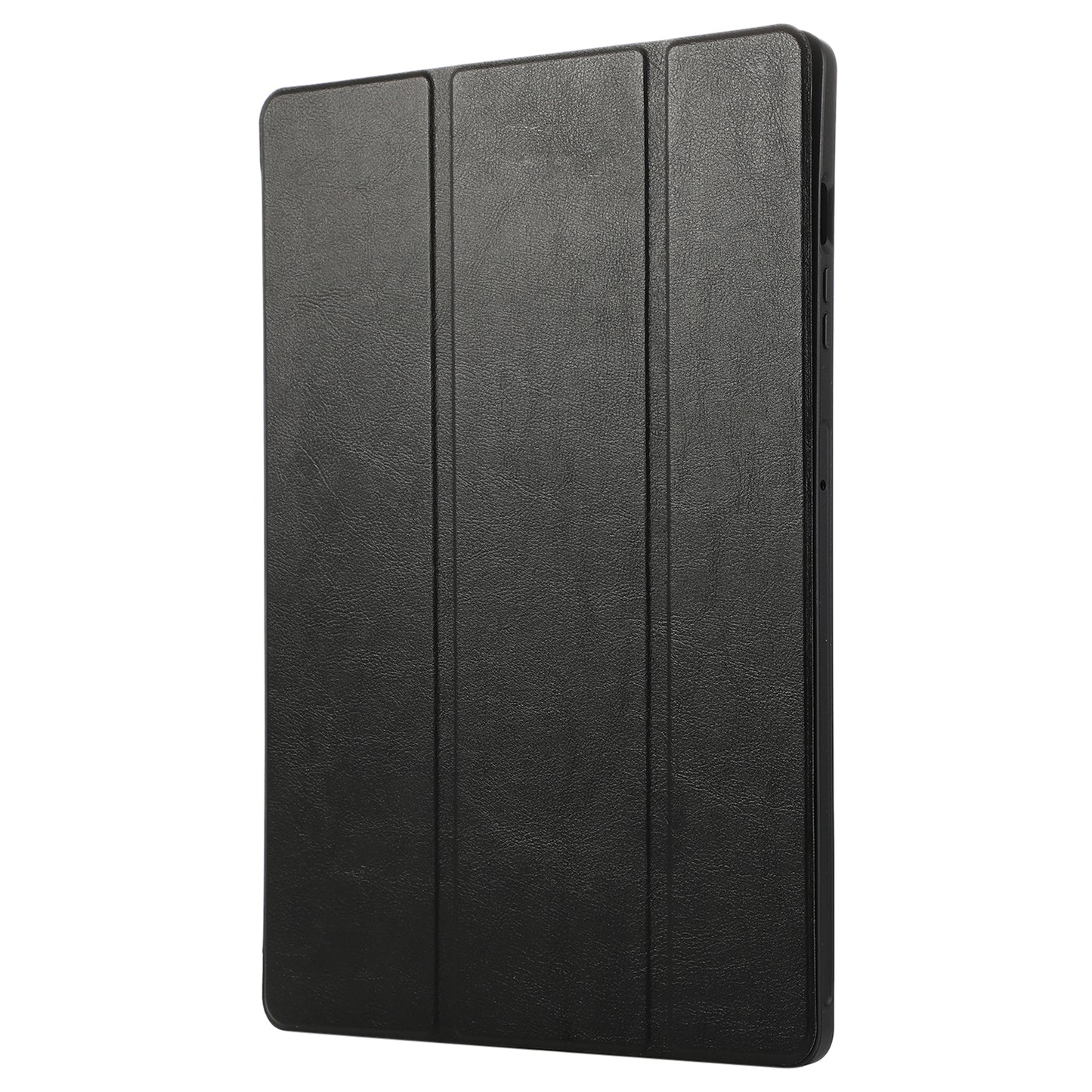 For Samsung Galaxy Tab S9+ / S9 FE+ Case Solid Color Tri-Fold Stand Anti-Drop PU Tablet Cover with Pencil Slot - Black