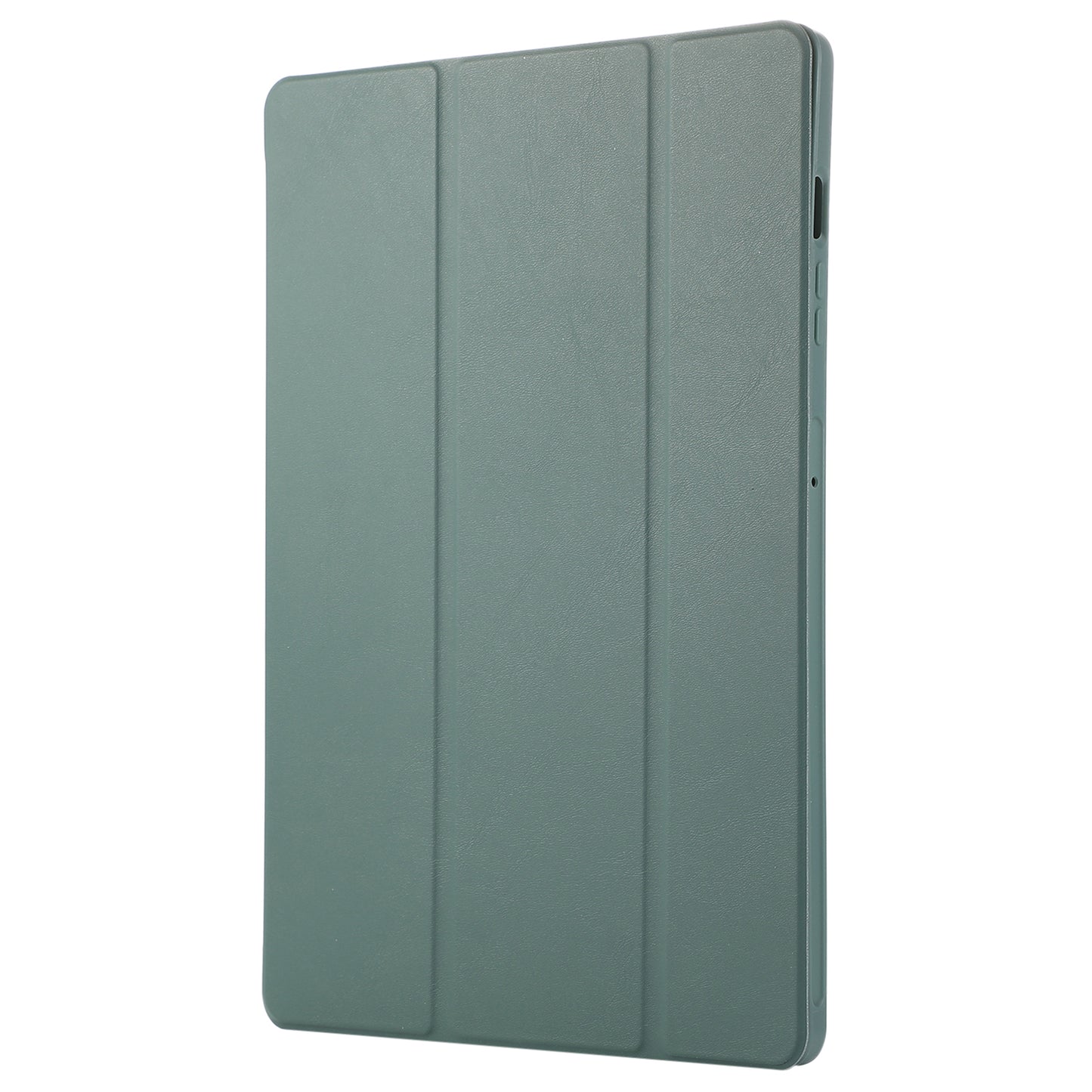 For Samsung Galaxy Tab S9+ / S9 FE+ Case Solid Color Tri-Fold Stand Anti-Drop PU Tablet Cover with Pencil Slot - Blackish Green