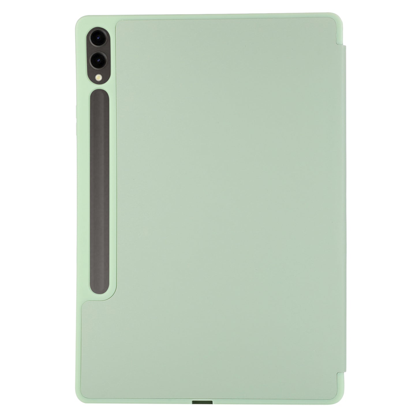 For Samsung Galaxy Tab S9+ / S9 FE+ Case Solid Color Tri-Fold Stand Anti-Drop PU Tablet Cover with Pencil Slot - Green