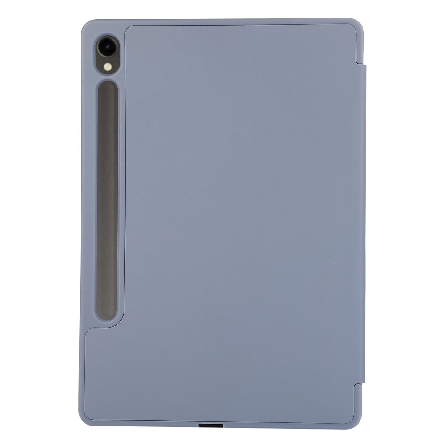 For Samsung Galaxy Tab S9 / Tab S9 FE Tablet Case Tri-Fold Stand Solid Color Shockproof PU Cover with Pencil Slot - Purple