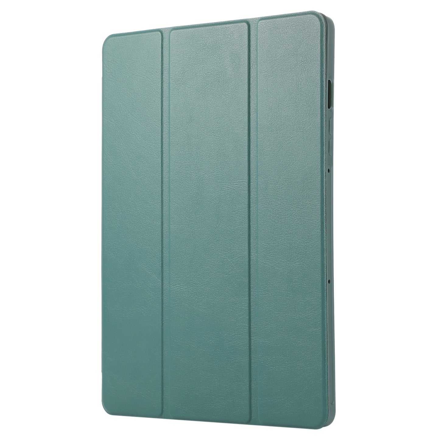 For Samsung Galaxy Tab S9 / Tab S9 FE Tablet Case Tri-Fold Stand Solid Color Shockproof PU Cover with Pencil Slot - Blackish Green
