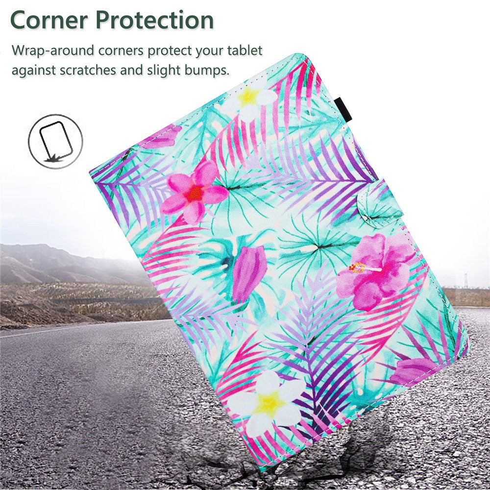 For Lenovo Tab M10 Plus (3rd Gen) Case Pattern Printing Auto Sleep / Wake PU Leather Tablet Cover - Flower