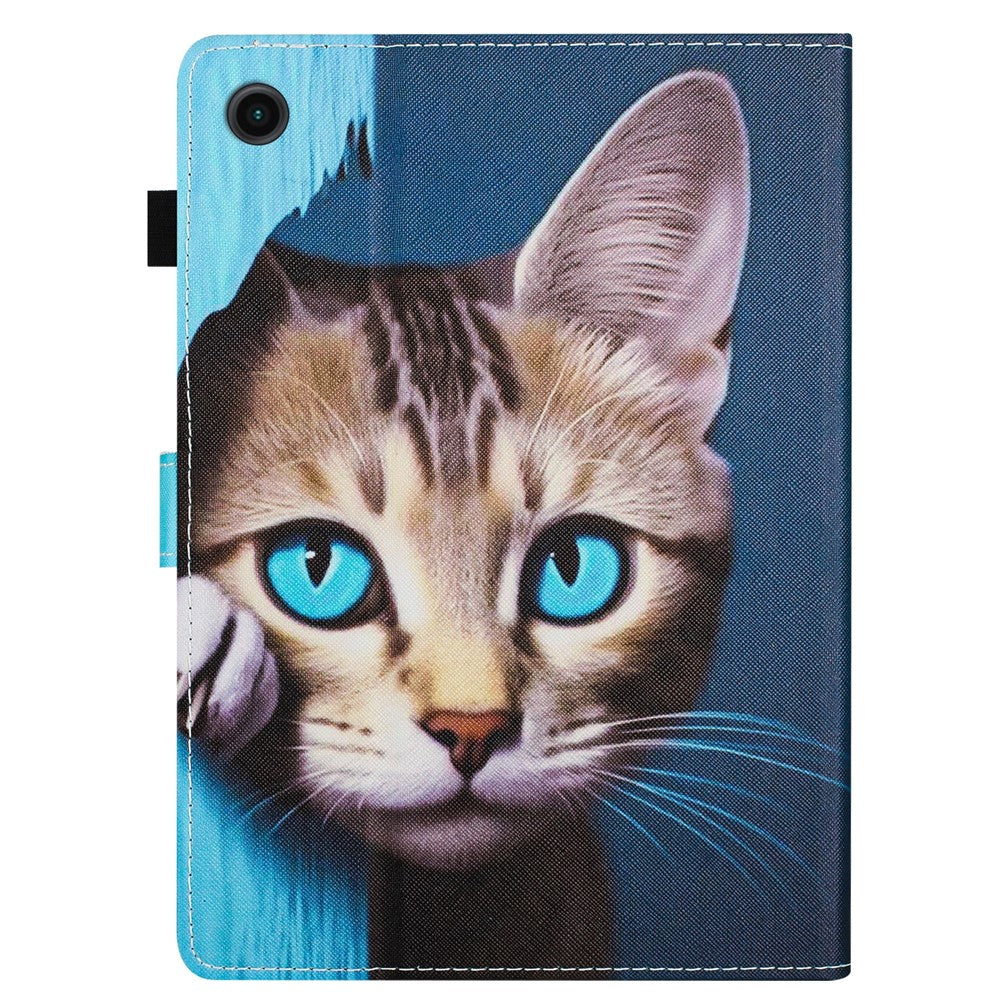 For Lenovo Tab M10 Plus (3rd Gen) Case Pattern Printing Auto Sleep / Wake PU Leather Tablet Cover - Cat