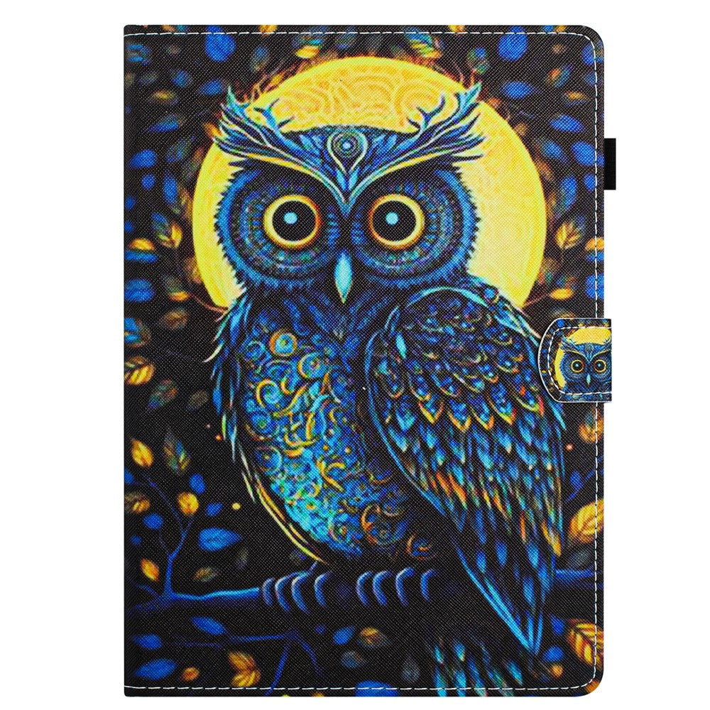 For Lenovo Tab M10 Plus Tablet Case Pattern Printed Shockproof PU Leather Folio Flip Cover - Owl