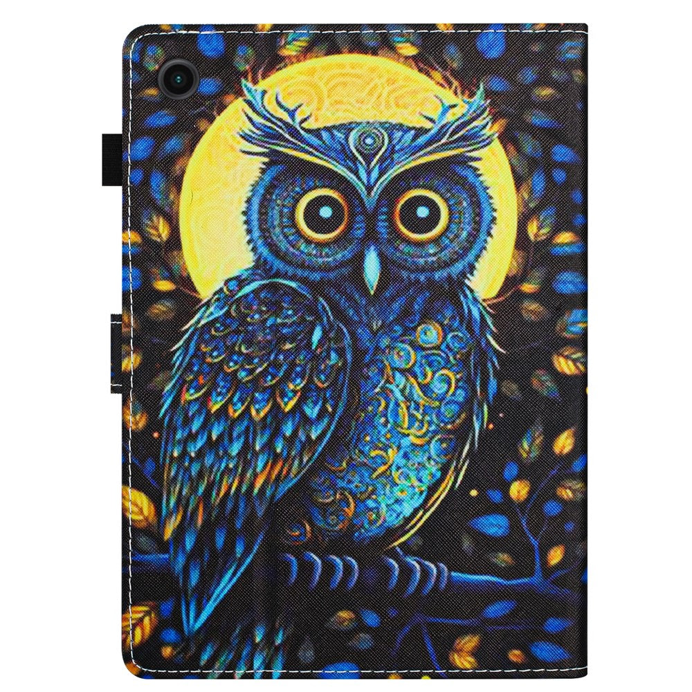 For Lenovo Tab M10 Plus Tablet Case Pattern Printed Shockproof PU Leather Folio Flip Cover - Owl