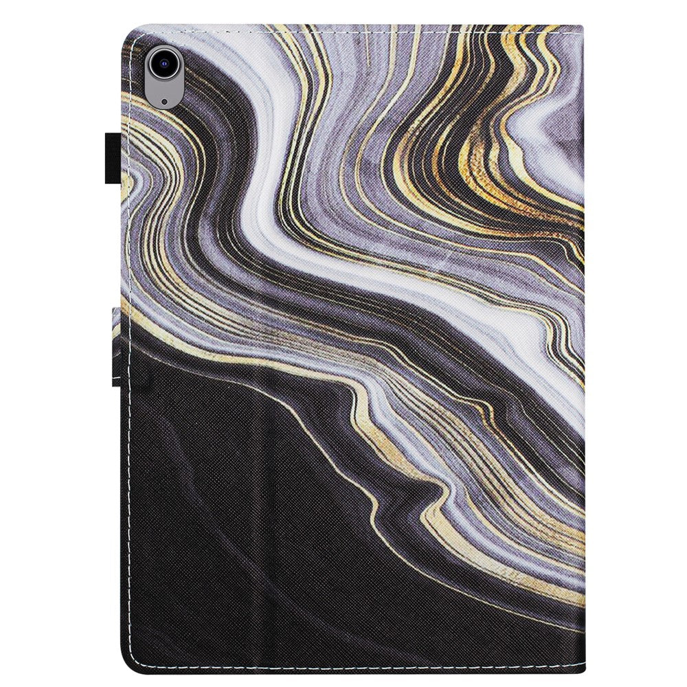 For Lenovo Tab P11 J606F Leather Case Pattern Smart Wake / Sleep Tablet Cover - Black+Gold Marble