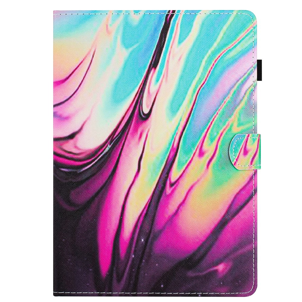 For Lenovo M10 Plus X606F Pattern Folio Cover PU Leather Stand Tablet Case - Rose Blue Marble