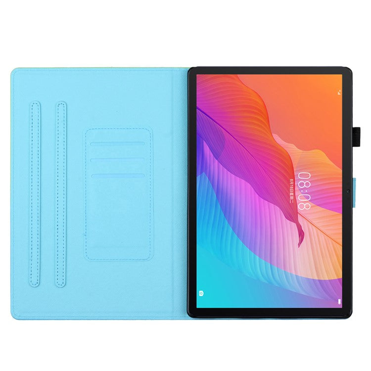 For Honor Pad 6 / Pad X6 / Huawei Enjoy Tablet 2 / MatePad T 10 / T 10S Case PU Leather Pattern Tablet Cover - Gold+Blue Marble