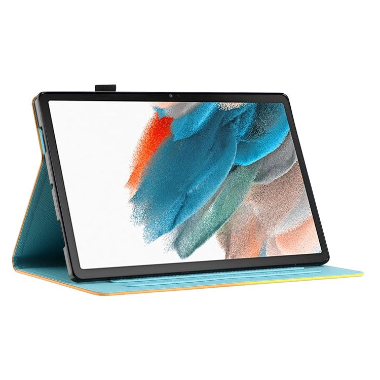 For Samsung Galaxy Tab A8 10.5 (2021) X205 X200 / (2022) Case Pattern PU Leather Stand Cover - Rose+Blue Marble