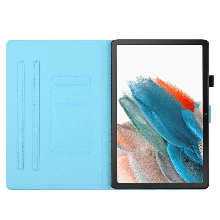 For Samsung Galaxy Tab A8 10.5 (2021) X205 X200 / (2022) Case Pattern PU Leather Stand Cover - Rose+Blue Marble